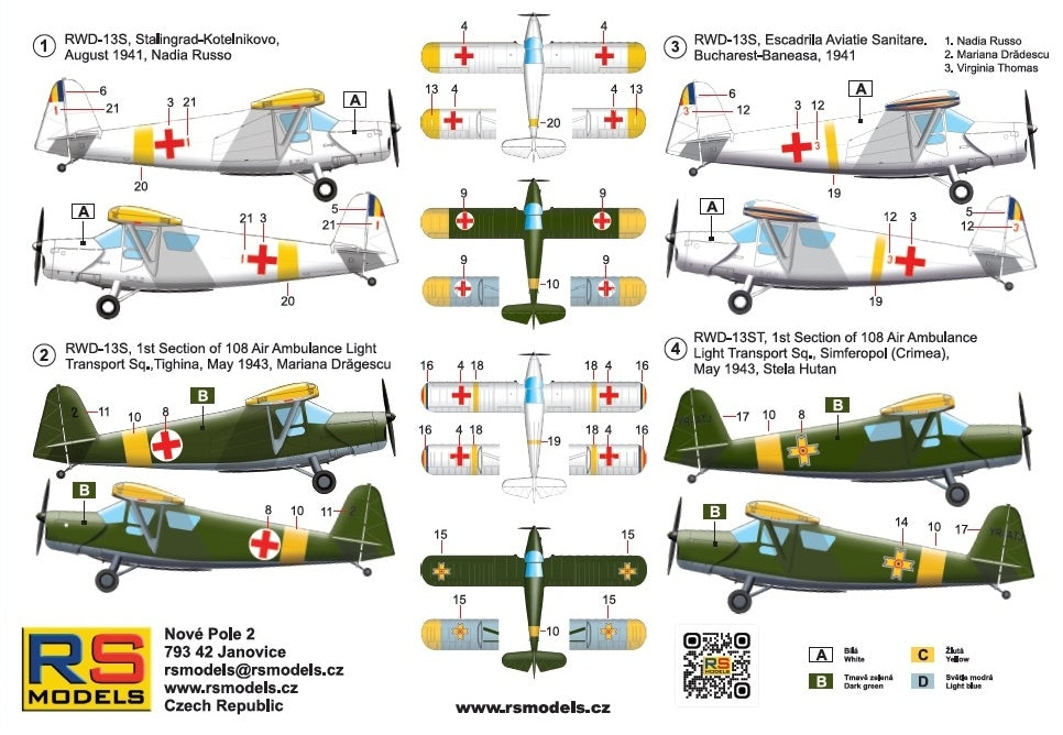 RS Models 92306 RWD-13S/ST "Romania" Polish Touring Plane 1/72