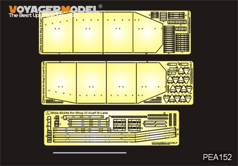 Maquette Voyager PEA152 Jupes latérales de fin de production pour StuG.III Ausf.G allemand de la Seconde Guerre mondiale, modèle 1 (pour kit DRAGON) 1/35