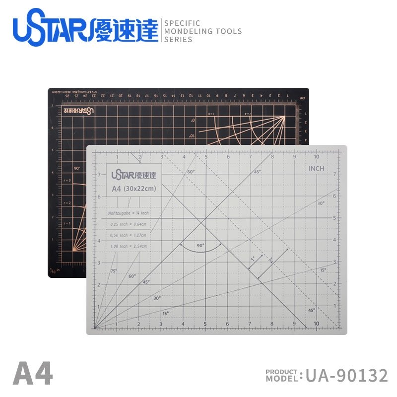 Tapis de découpe U-Star UA-90132 (format A4) (blanc sur le devant, noir au dos)