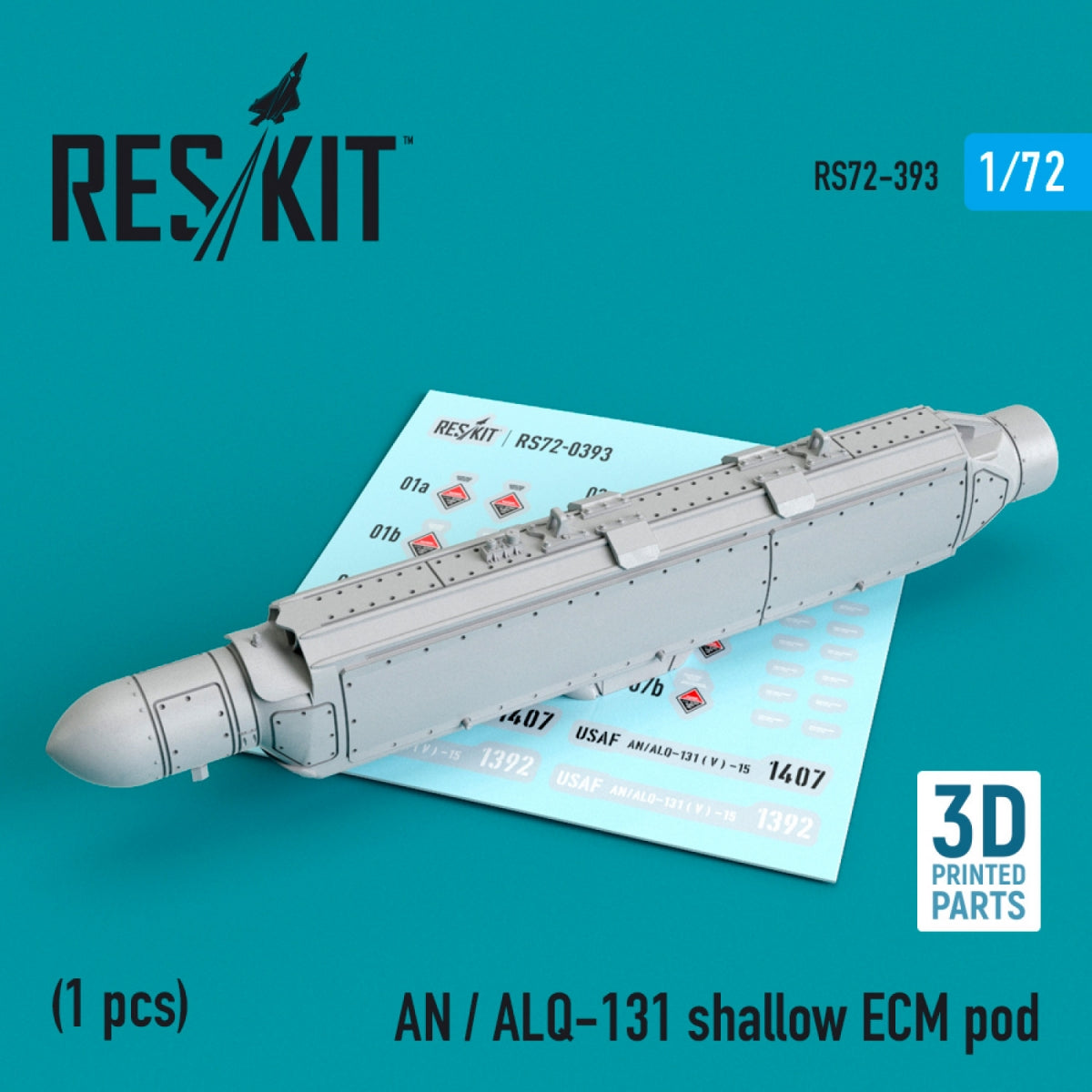 RESKIT RS72-0393 AN / ALQ-131 POD ECM PEU PROFONDE (IMPRESSION 3D) 1/72