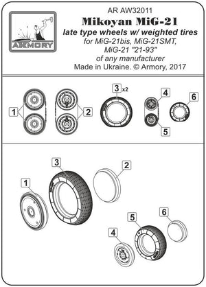 Armory Models AW32011 Roues Fishbed pour Mikoyan MiG-21 avec pneus lestés, fin de série, échelle 1/32 – immagine 6