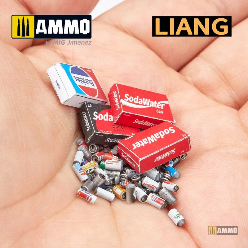 Liang 0411 Modèle imprimé en 3D de canettes de soda et boîtes en carton, années 1960-1990, échelle 1/35 – image 9