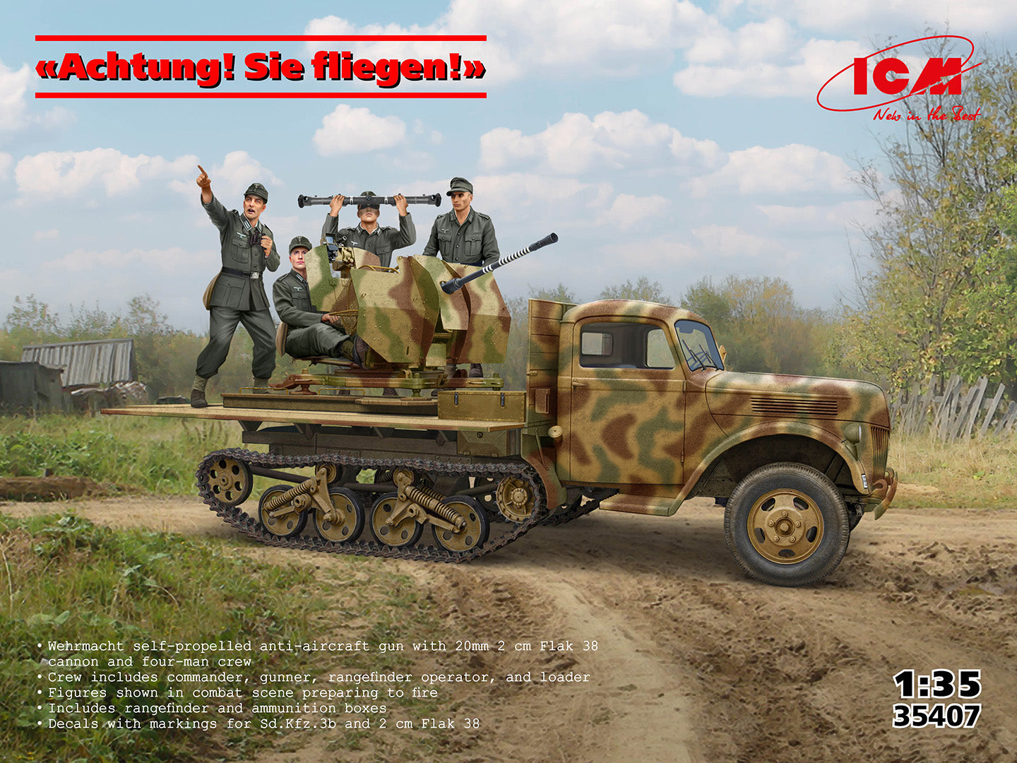 ICM 35407 Attention ! Sie volgen! (Sd.Kfz.3b avec 2 cm Flak 38 et équipage) 1/35