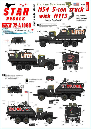 Star Decals 72-A1090 Camions armés du Vietnam. Camions armés instantanés - Camion M54 de 5 tonnes avec VCI M113 1/72