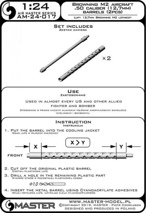 Canons de mitrailleuse d&amp;#39;avion Browning M2 Master AM-24-017, calibre .50 (12,7 mm) (2 pièces), échelle 1/24 – image 3