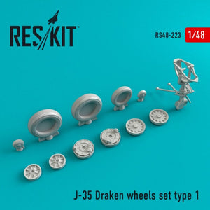 RESKIT RS48-0223 Jeu de roues J-35 Draken type 1 1/48