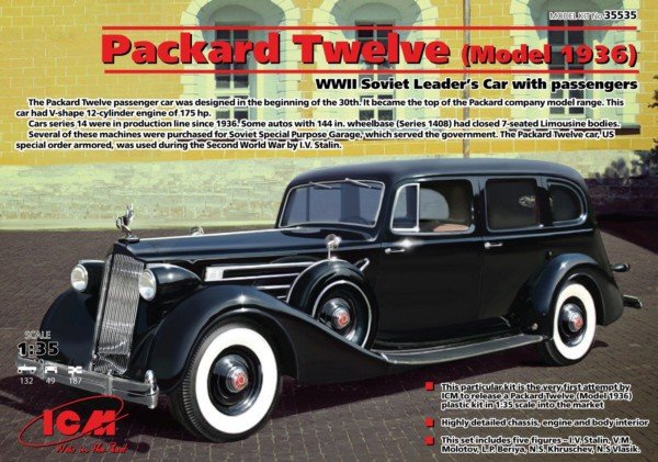 ICM 35535 Packard Twelve (Modèle 1936), Voiture du dirigeant soviétique de la Seconde Guerre mondiale avec passagers (1/35)