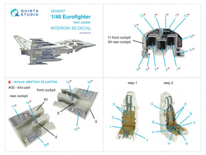 Intérieur coloré imprimé en 3D sur papier décalcomanie pour Eurofighter biplace Quinta Studio QD48307 (Revell) 1/48 – immagine 2