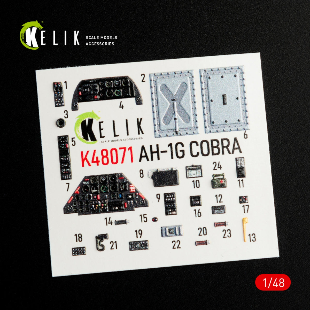 KELIK K48071 AH-1G INTERIOR 3D DECALS FOR ICM/SPECIALHOBBY KIT 1/48 – zdjęcie 3