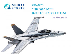 Intérieur imprimé en 3D et coloré sur papier décalcomanie Quinta Studio QD48278 F/A-18A++ (HobbyBoss) 1/48