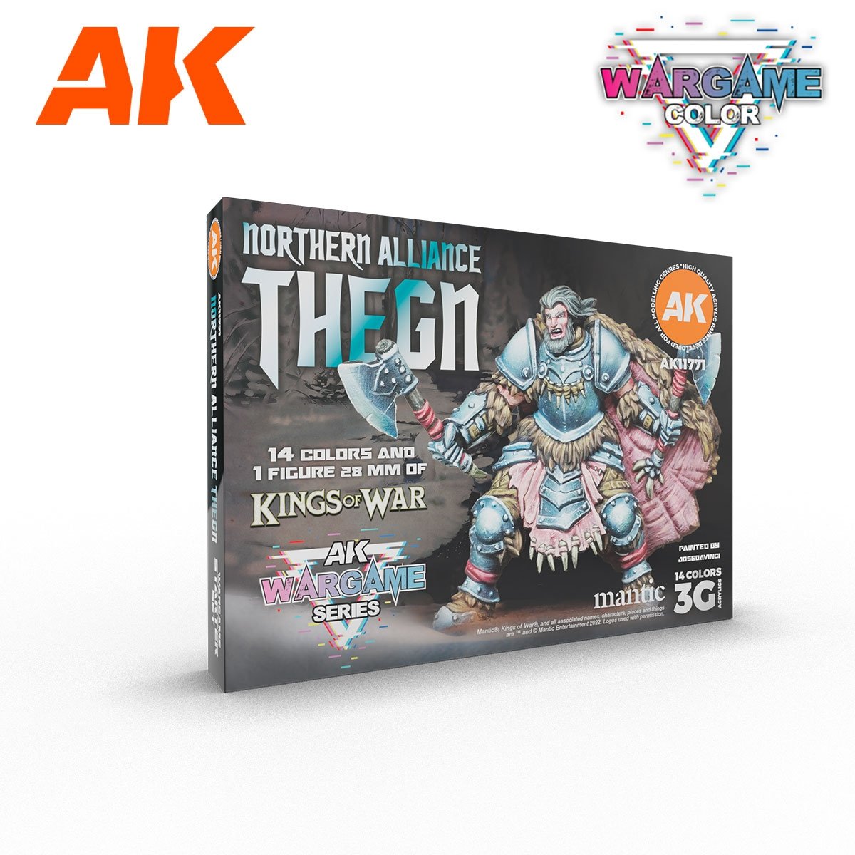 AK Interactive AK11771 NORTHERN ALLIANCE THEGN – KIT DE DÉMARRAGE DE JEU DE GUERRE – 14 COULEURS ET 1 FIGURINE