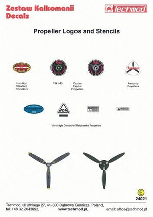 Logos et pochoirs d&amp;#39;hélice Techmod 24021 / Marquages ​​d&amp;#39;hélice 1/24