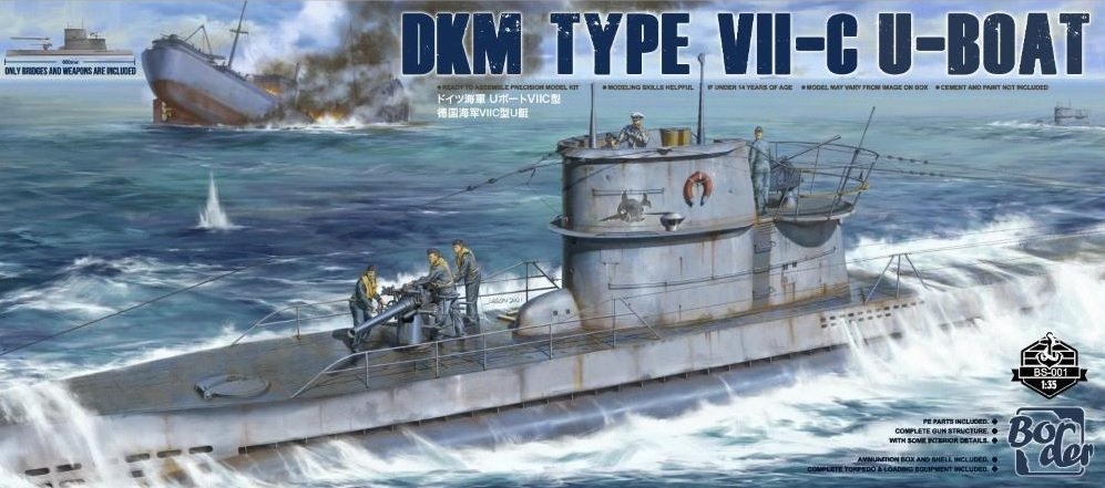Maquette Border BS-001 DKM Type VII-C Pont supérieur de sous-marin 1/35