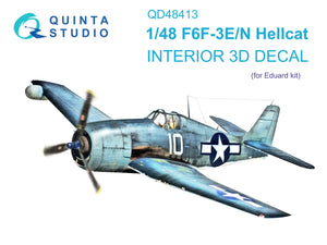 Intérieur imprimé en 3D et coloré sur papier décalcomanie Quinta Studio QD48413 F6F-3E/N Hellcat (Eduard) 1/48