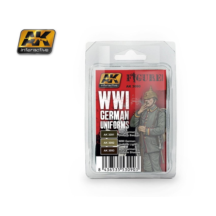 AK Interactive AK3090 Uniformes allemands de la Première Guerre mondiale 3x17ml