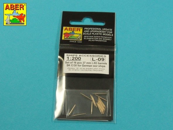 Aber 200L-09 Ensemble de 16 canons 37 mm L/83 SK C/30 pour navires allemands 1/200 – imagen 3