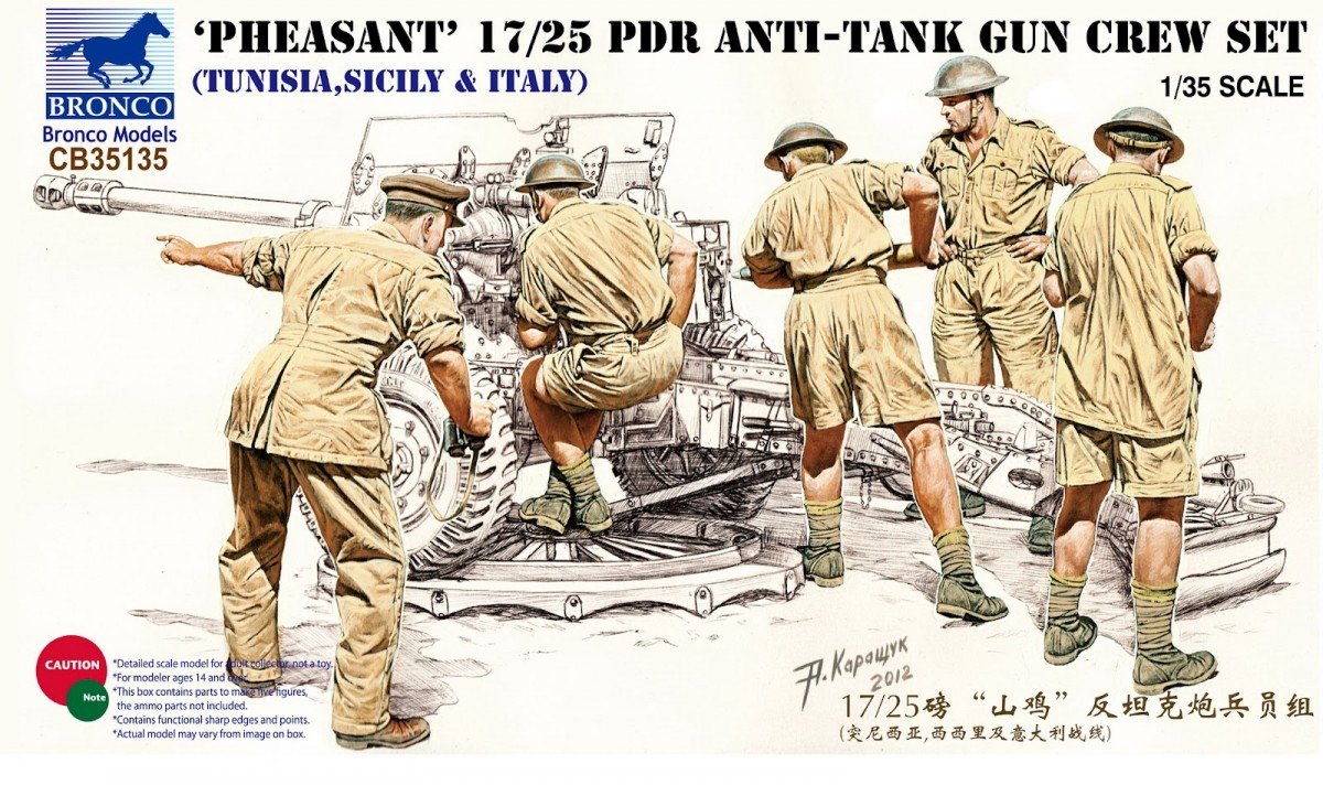 Ensemble d&amp;#39;équipage pour canon antichar Bronco CB35135 Pheasant 17/25pdr (1/35)