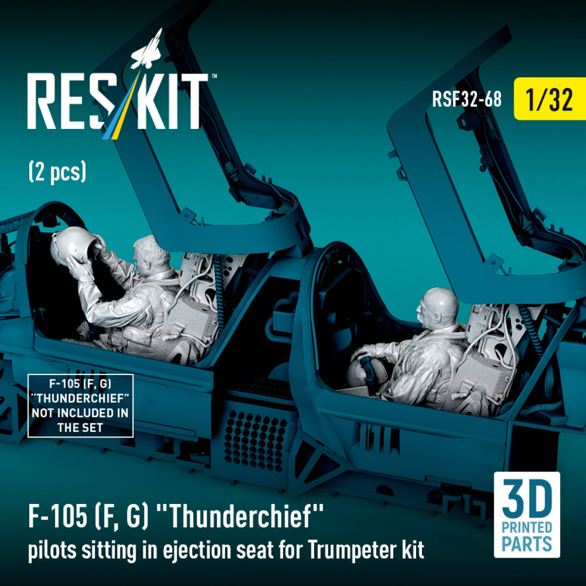 RESKIT RSF32-0068 F-105F/G "Thunderchief" pilots sitting in ejection seat for Trumpeter kit (2 pcs) (3D Printed) 1/32