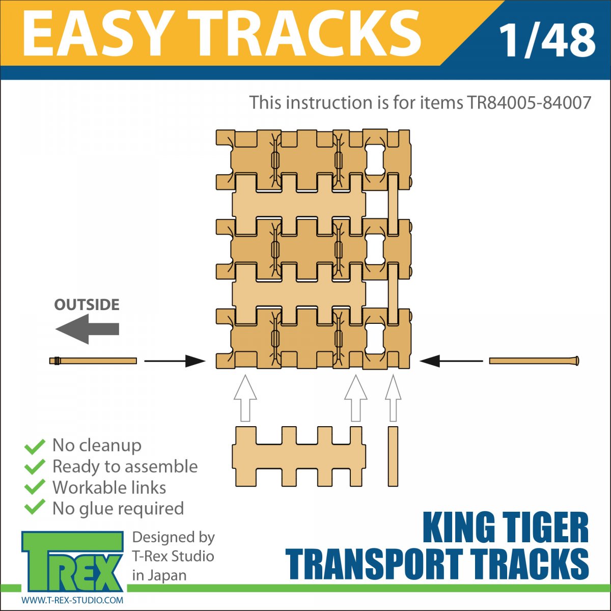 T-Rex Studio TR84007 King Tiger Transport Tracks Pattern 2 1/48 – zdjęcie 5