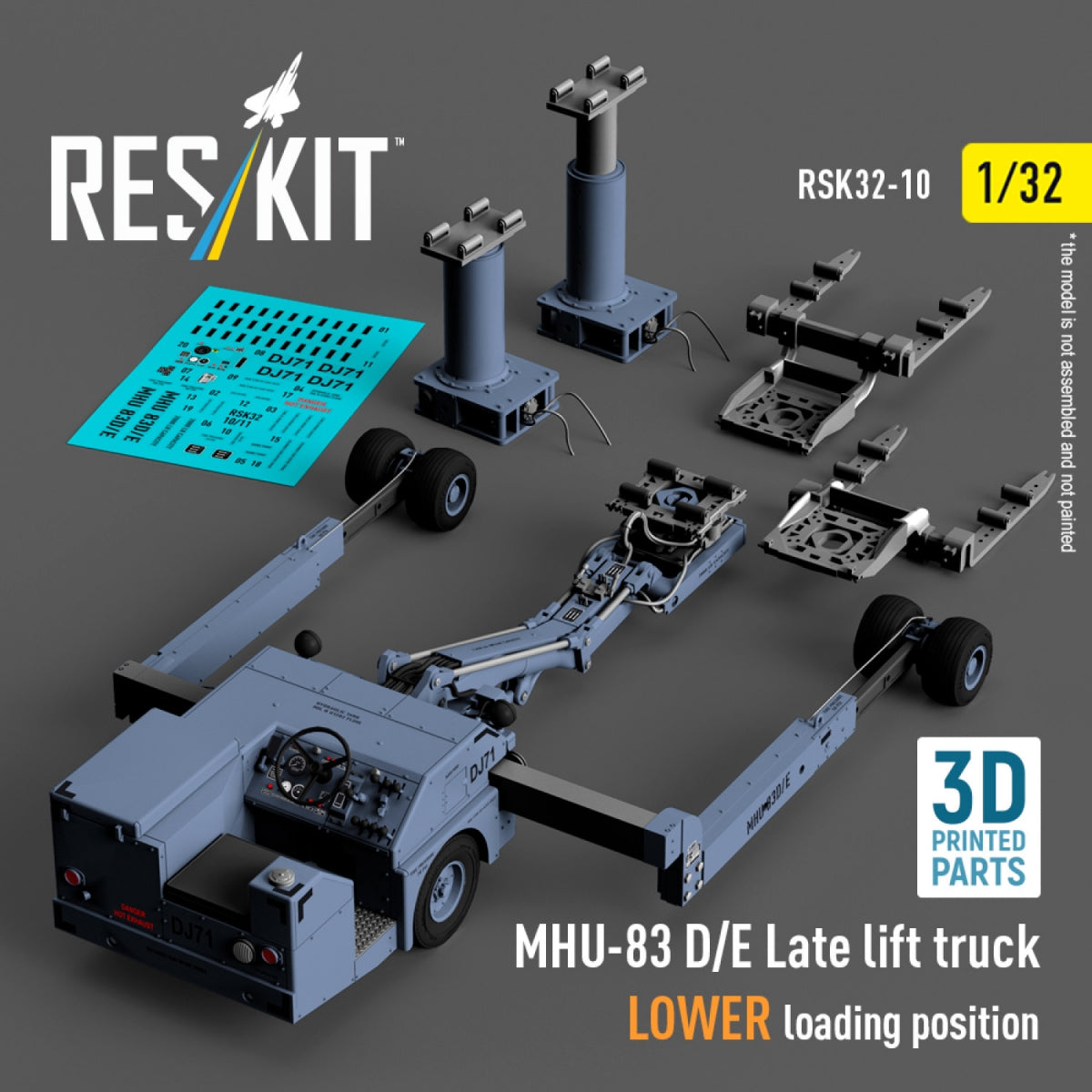 RESKIT RSK32-0010 MHU-83 D/E Chariot élévateur tardif, position de chargement inférieure (kit de maquette imprimé en 3D) 1/32 – immagine 3