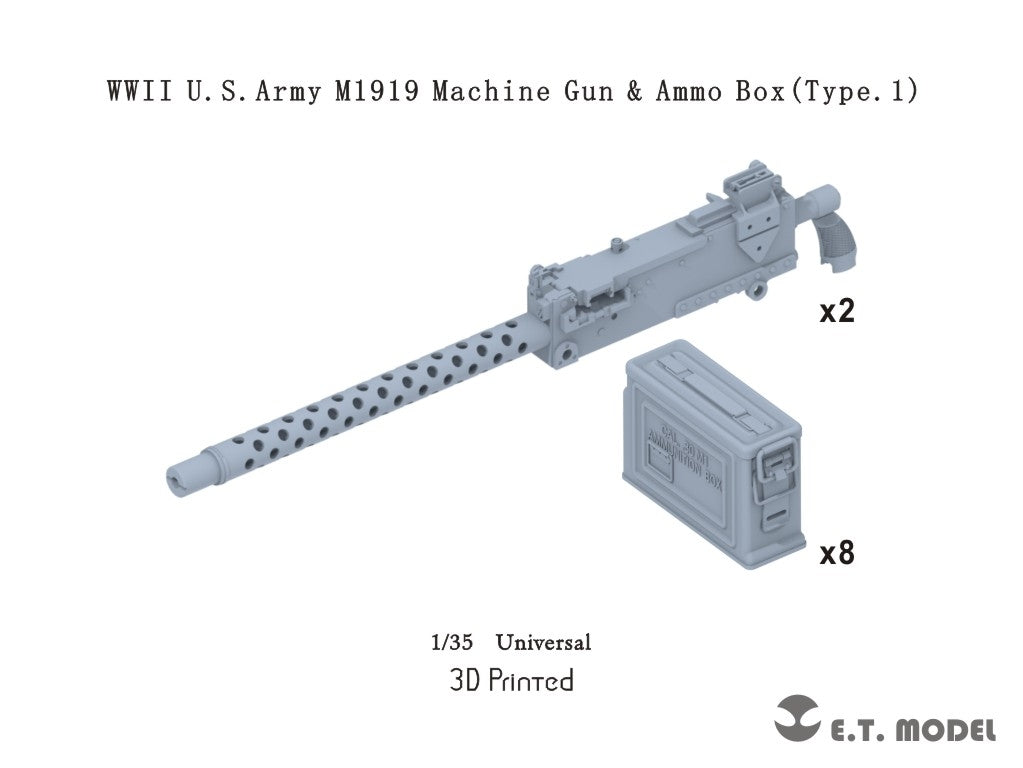 Boîte de munitions pour mitrailleuse M1919 de l'armée américaine, modèle ET P35-221, Seconde Guerre mondiale, type 1, échelle 1/35