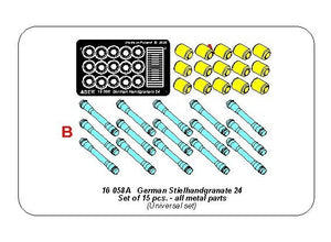 Ensemble de grenades à main allemandes Aber 16058A - Pièces métalliques x15 pièces 1/16 – imagen 2