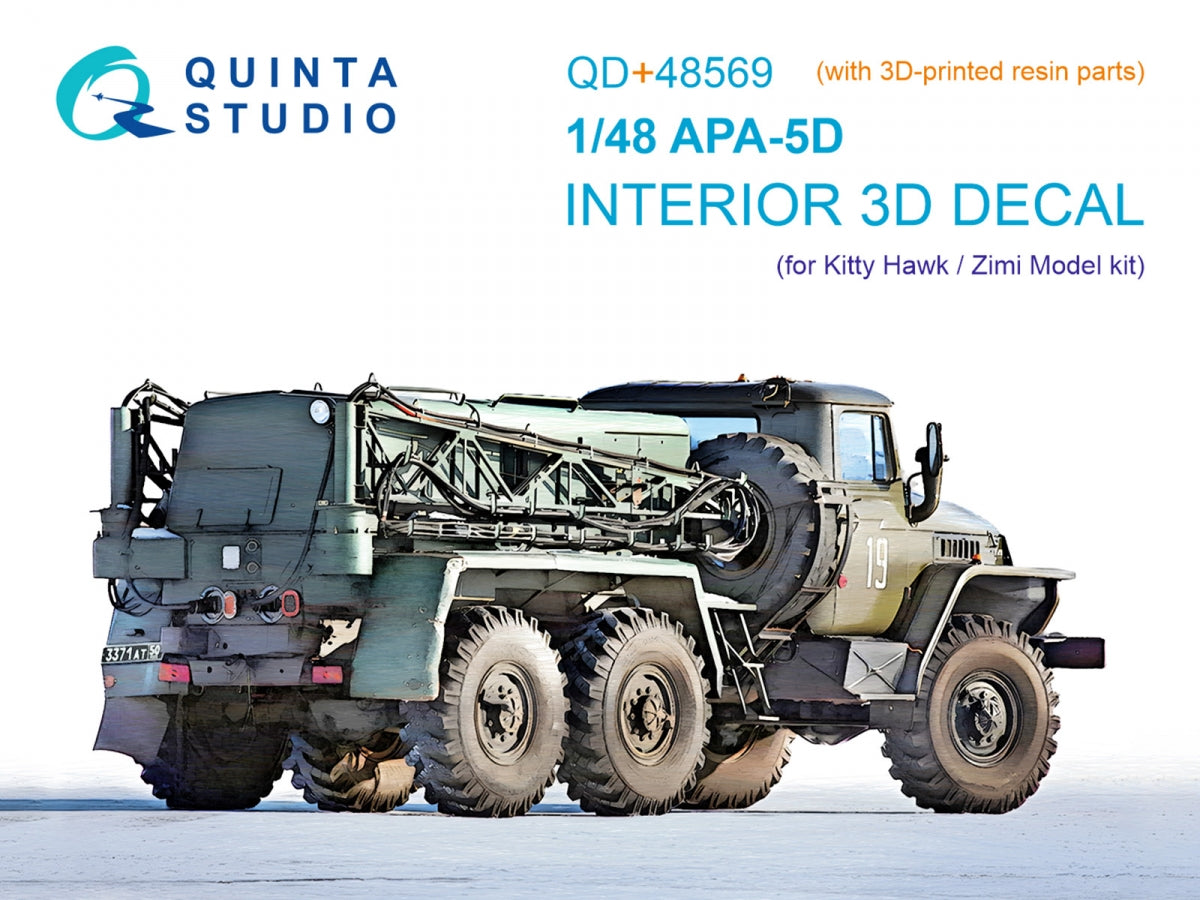 Intérieur imprimé en 3D et coloré sur papier décalcomanie Quinta Studio QD+48569 APA-5D (modèle KittyHawk/Zimi) (avec pièces en résine imprimées en 3D) 1/48
