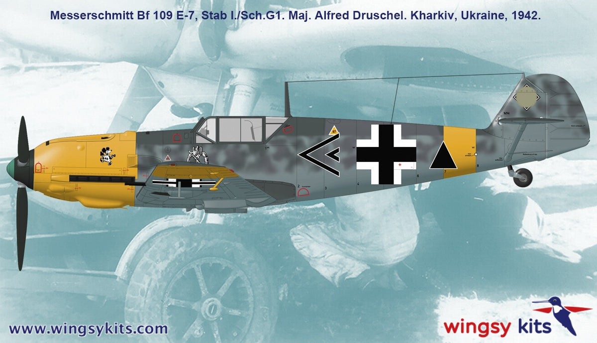 Maquette Wingsy D5-11 Chasseur allemand de la Seconde Guerre mondiale MESSERSCHMITT Bf 109 E-7 1/48 – immagine 4