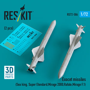 Missiles Exocet RESKIT RS72-0506 (2 pièces) (Impression 3D) 1/72