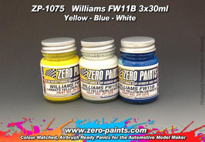 Coffret de peinture Zero Paints ZP-1075 Williams FW11B Bleu/Jaune 3 x 30 ml