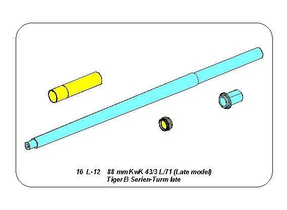 Aber 16L-12 Canon 88 mm KwK 43/3 L/71 pour Tiger B Serien-Turm / 88 mm KwK 43/3 L/71 (dernier modèle) Tiger B Serien-Turm fin 1/16 – image 7