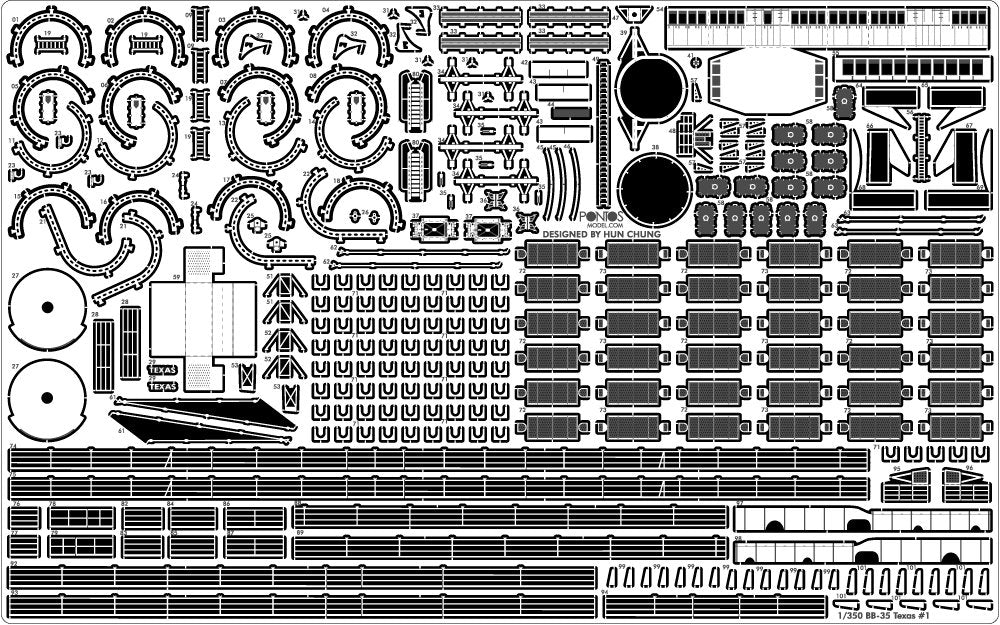 Pontos 35024FB USS BB-35 Texas 1945 Ensemble de détails (20B Deck Blue Decl) (1/350) – image 14