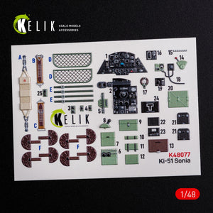 Décalcomanies 3D pour l&amp;#39;intérieur du Ki-51 Sonia KELIK K48077, compatibles avec la maquette WingsyKits au 1/48 – image 2