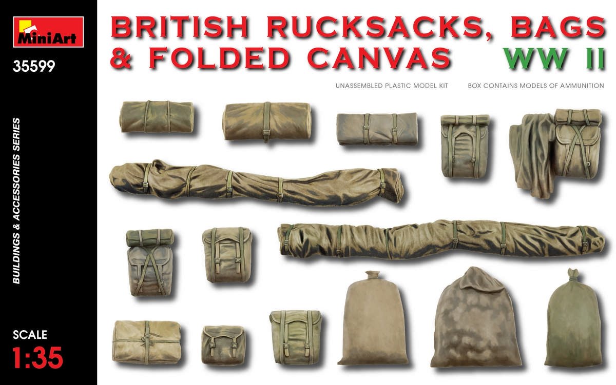 MiniArt 35599 SACS À DOS, SACS ET TOILES PLIÉES BRITANNIQUES GUERRE MONDIALE 1/35