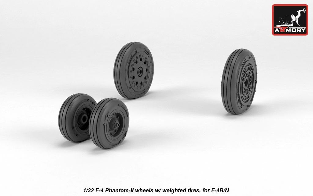 Roues Armory Models AW32306 F-4 Phantom-II avec pneus lestés, échelle 1/32 (début de production) – imagen 3