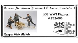 Copper State Models F32-006 Équipe de ravitaillement du personnel d&amp;#39;aérodrome allemand avec chariot 1/32