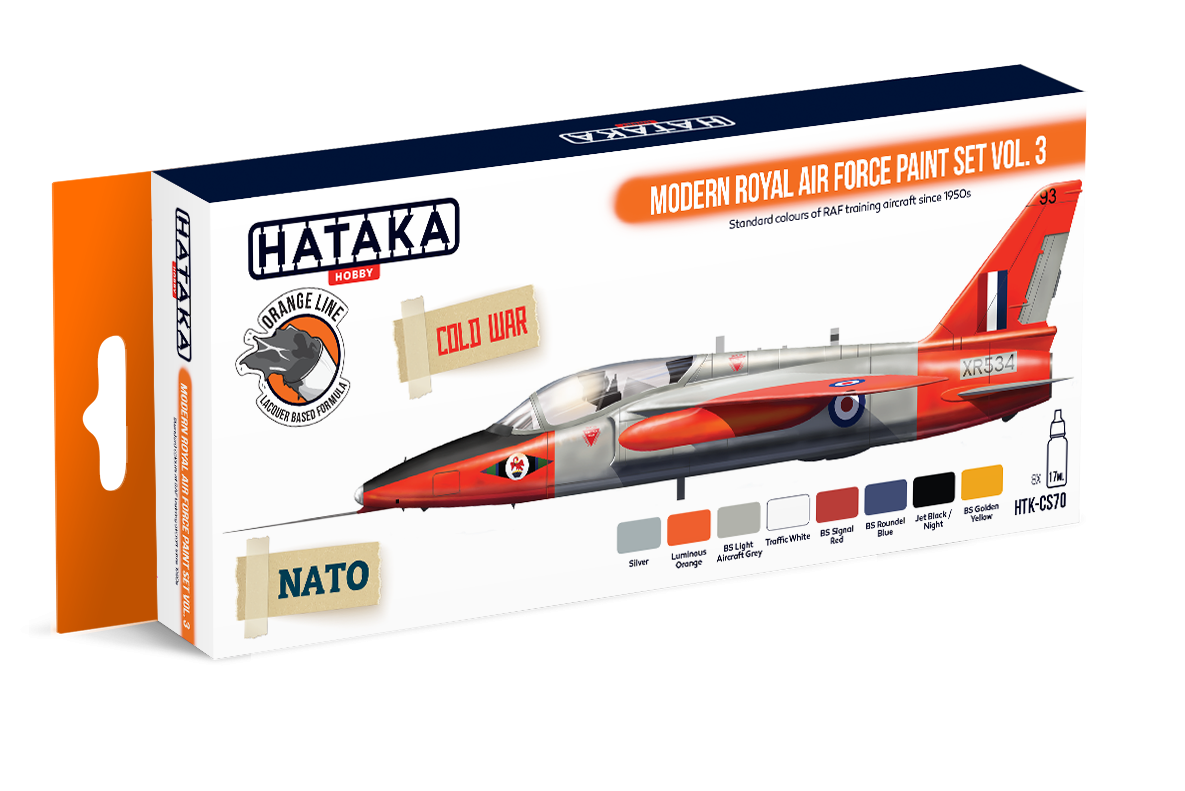 Hataka HTK-CS70 ORANGE LINE – Coffret de peintures modernes de la Royal Air Force, vol. 3, 8 x 17 ml