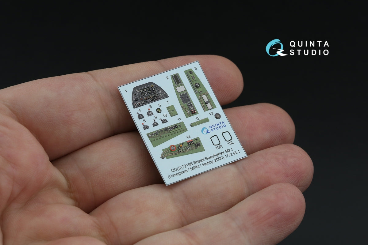 Quinta Studio QD72196 Bristol Beaufighter Mk.I 3D-Printed coloured Interior on decal paper (Hasegawa/MPM/Hobby2000) 1/72 – zdjęcie 6
