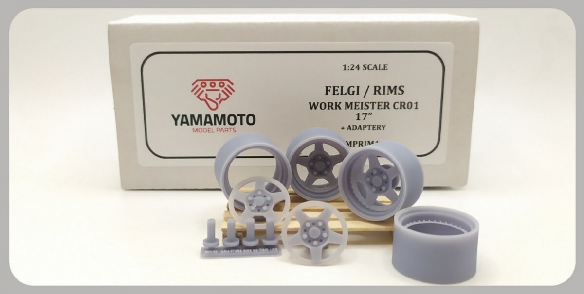 Yamamoto Model Parts YMPRIM1 Jantes Work Meister CR01 17&amp;#39; + Adaptateurs 1/24