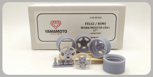 Yamamoto Model Parts YMPRIM1 Jantes Work Meister CR01 17&amp;#39; + Adaptateurs 1/24