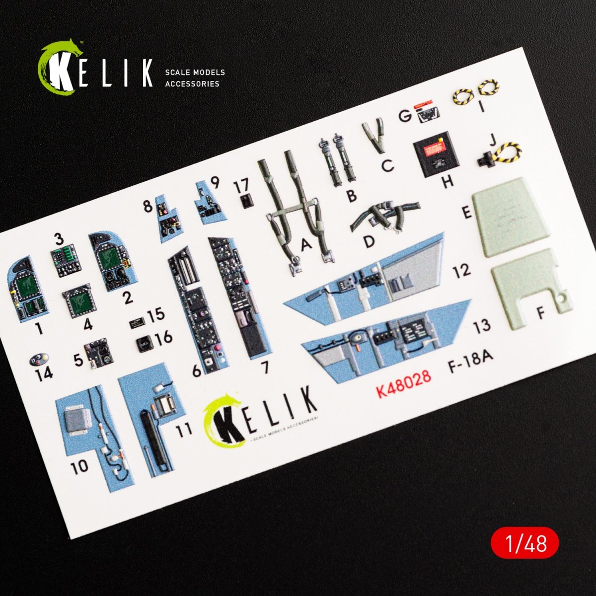 KELIK K48028 F/A-18A « HORNET » DÉCALCOMANIES 3D INTÉRIEURES POUR MAQUETTE KINETIC 1/48 – immagine 2
