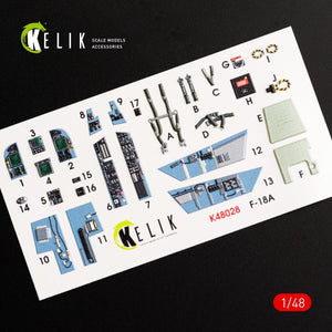 KELIK K48028 F/A-18A « HORNET » DÉCALCOMANIES 3D INTÉRIEURES POUR MAQUETTE KINETIC 1/48 – immagine 2