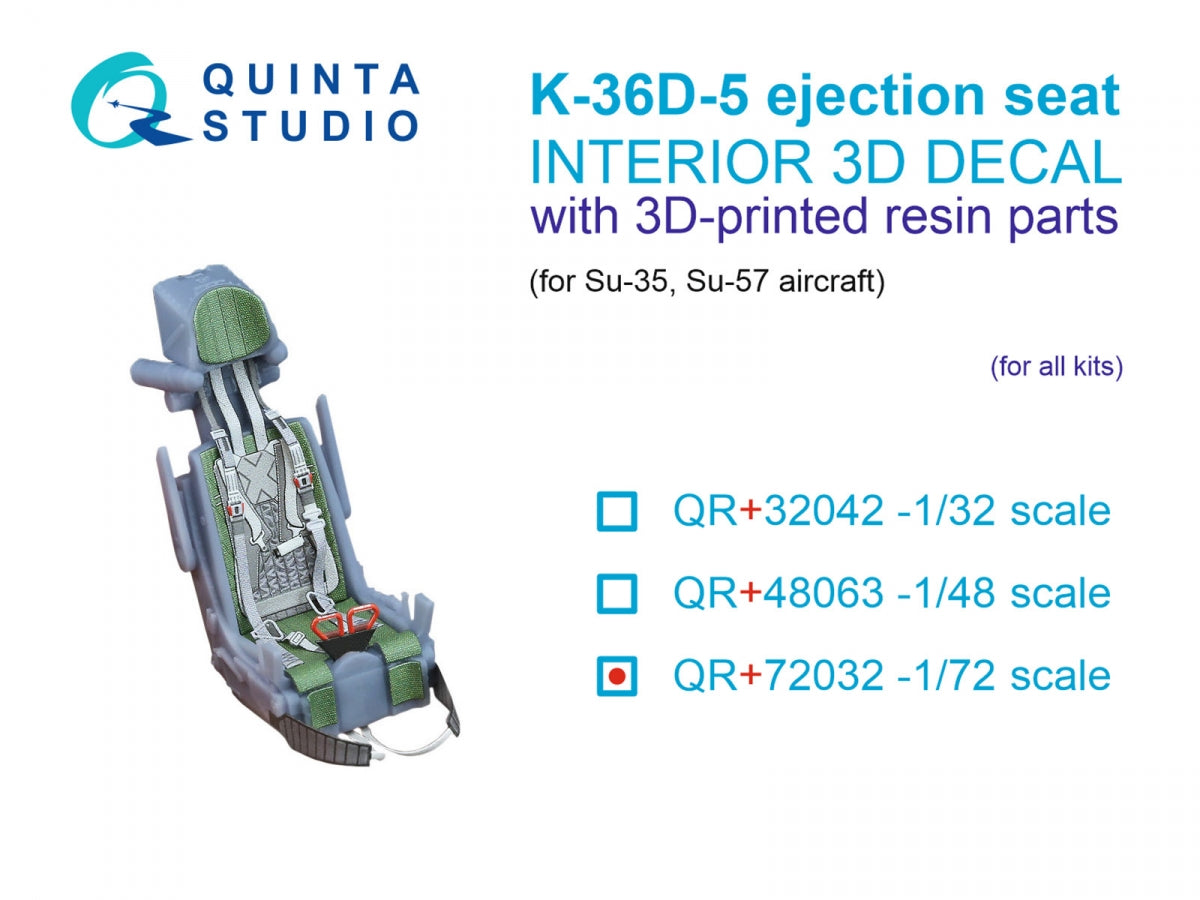 Siège éjectable Quinta Studio QR+72032 K-36D-5 (pour avions Su-35 et Su-57) (Toutes les maquettes) 1/72