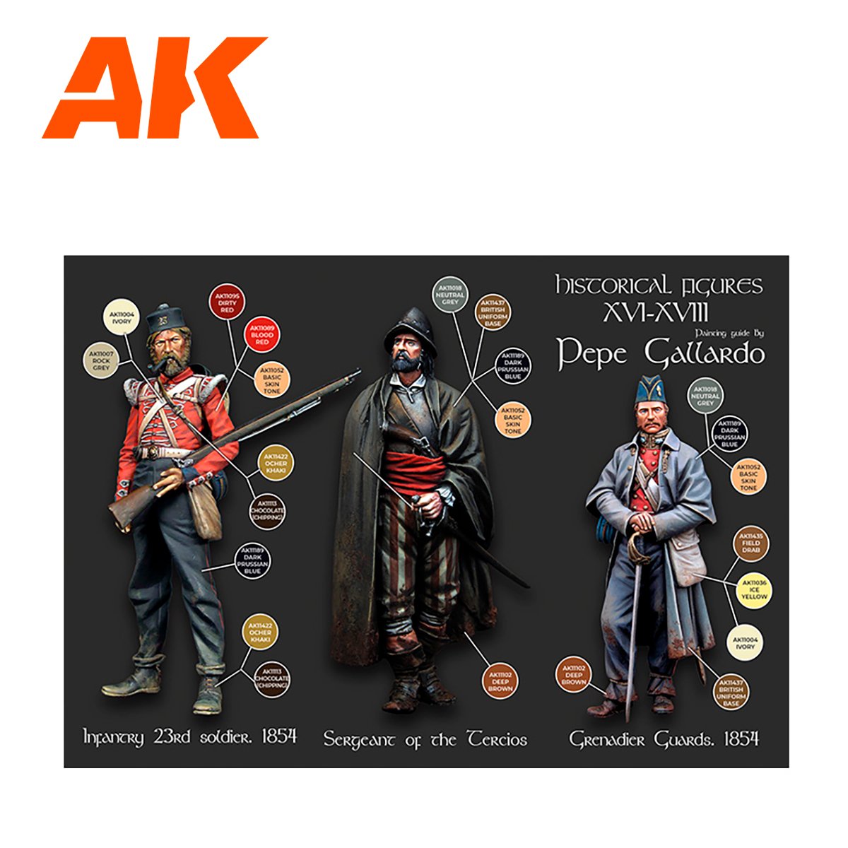 AK Interactive AK11762 SIGNATURE SET – FIGURINES HISTORIQUES P. XVI-XVIII PAR PEPE GALLARDO COFFRET DE PEINTURE 18x17 ml – immagine 5