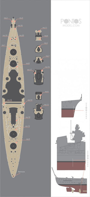 Pontos 35014WD1 DKM Tirpitz Jeu de terrasses en bois (1/350)  – image 3