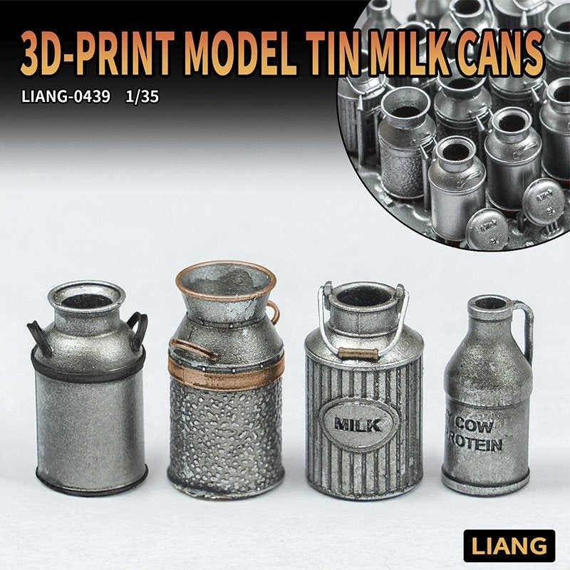 Liang 0439 Modèle imprimé en 3D de boîte à lait en fer-blanc x16 1/35