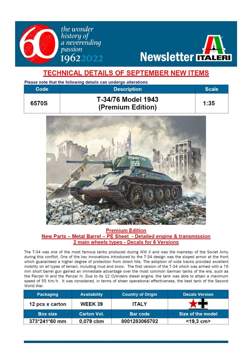 Italeri 6570 T-34/76 mod. 1943 1/35 – immagine 2