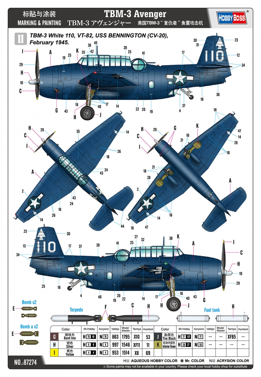 Hobby Boss 87274 TBM-3 Avenger 1/72 – zdjęcie 6