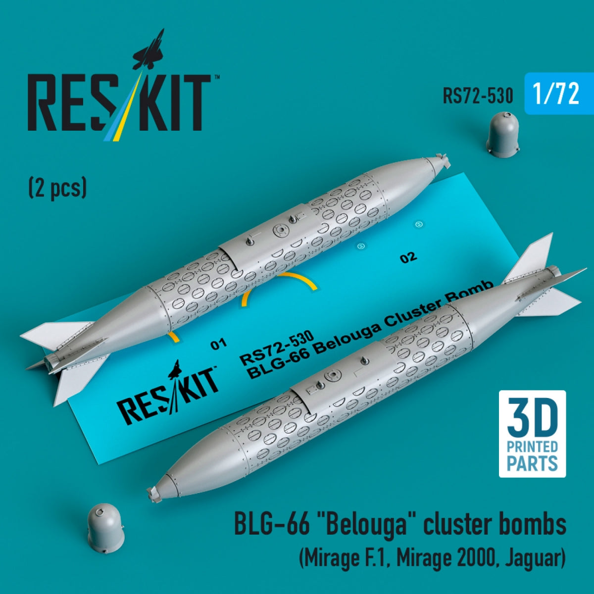 RESKIT RS72-0530 BLG-66 « Belouga » bombes à fragmentation (2 pièces) (Impression 3D) 1/72
