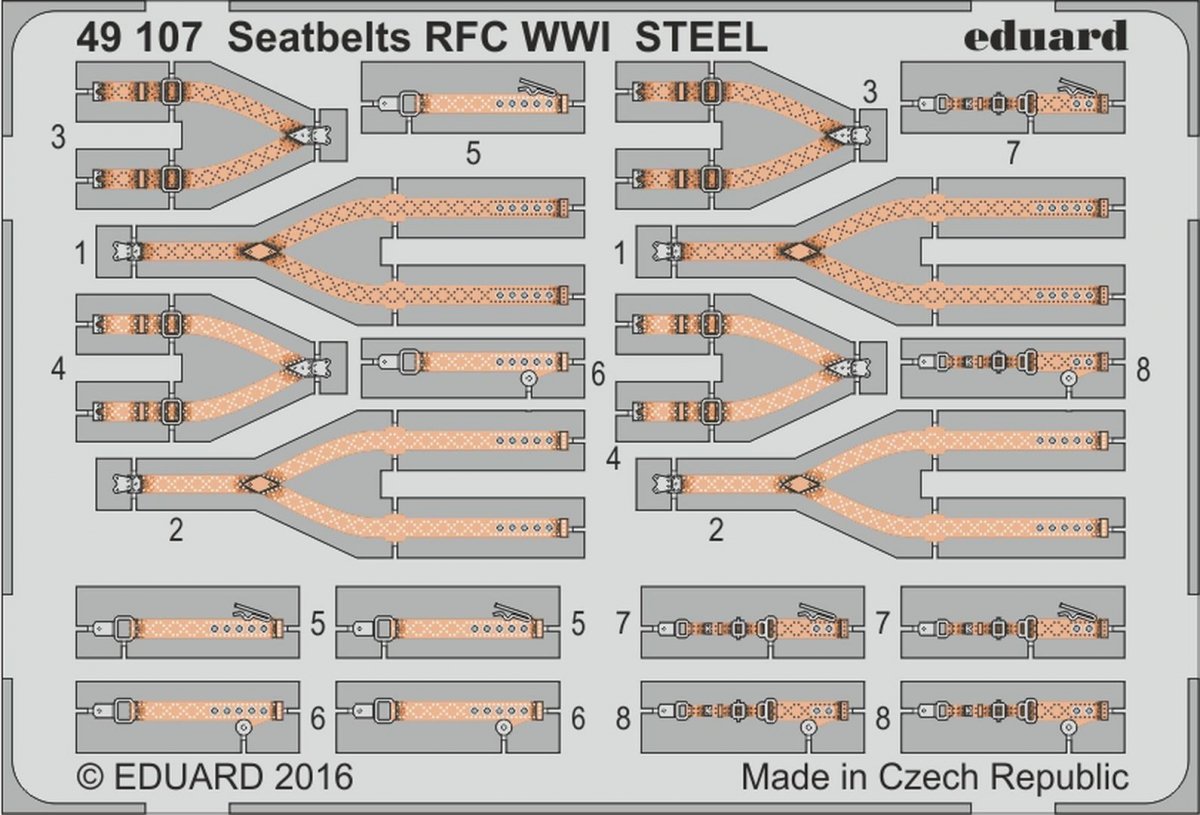 Ceintures de sécurité Eduard 49107 RFC Première Guerre mondiale ACIER 1/48